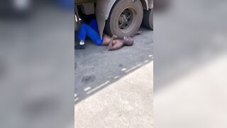 He was laid to rest under the wheel of a truck