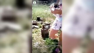 Gore animals video - Russian woman decapitated a cat with an ax