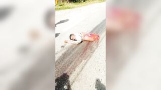 Video Accident- Unlucky man was cut in half by road accident