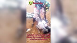 Beheading video- somewhere in CAMEROON armed men are beheading 3 dead men with knives