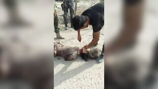 Gore Video- An isis soldier was beheaded after being shot dead