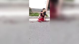 Girl gains knife fight