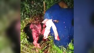 Guy completely mutilated through machete