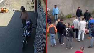 Man gets jumped after he was captured on cctv stealing a motorcycle helmet - Brazil