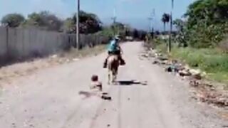 Thief is captured via lasso and dragged behind a horse - Costa Rica