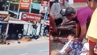 Motorcyclist is pulled off and crushed by his own bike - India