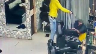Two men were shot and killed inside a hair salon - New Delhi, India