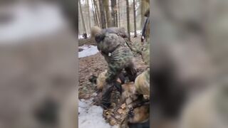 video of the capture of a terrorist in the forest. Screams like a bitch