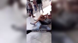 new arrival boy headbutts a french mma boy (not good idea)