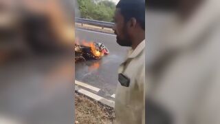 Biker Dies In Flaming Accident