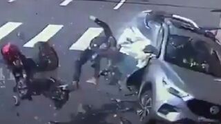 Taiwanese Biker Destroys Himself At The Intersection