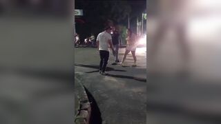 Woman Defends BF With A Flying Kick