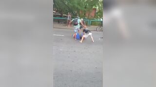 Thief Bashed With Helmets On The Busy Road In Brazil