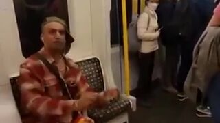 Dude Tweaking Out on Subway in the UK