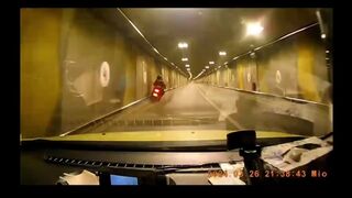 Overtaking Romanian Bikers Meet The Tunnel Wall