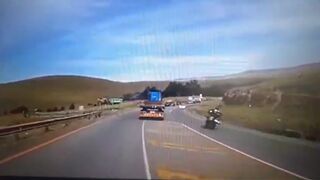 Biker Destroyed During Overtake Attempt