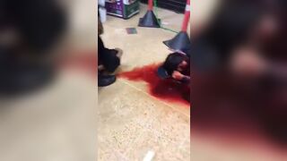 Blood Squirting Out Of Robber's Neck After Getting Shot