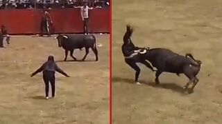 Woman is badly injured while teasing bull during festivities - Mexico