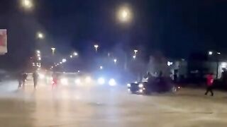 Female thrown coming from automobile, run over in dangerous road takeover