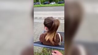 Migrant in France films himself urinating on a girl on a bench.