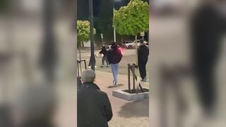 One Of Three Bullies Gets Stabbed By Random Guy They Attacked
