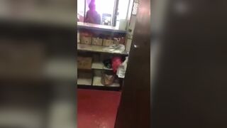 Black woman pees inside a Chinese restaurant