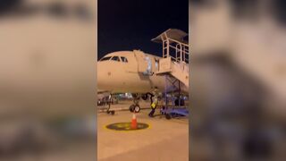 Airline worker falls onto the runway