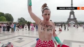 French Feminist Protest and Show Tits