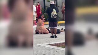 Only in Dade County - Bottomless BBW Rides Man's Face in Public