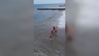 Tourists fought with lifeguard on beach in Alushta, Russia