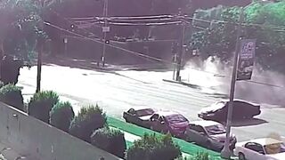 Cop Car Crashes into Civilian Car