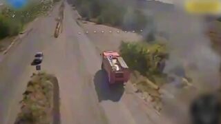 Resurfaced Video! Terrorists From Ukraine Blowing Up A Firetruck with a Drone In Donetsky.