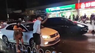 Road Rage Pouring Drinks Fight in China