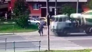 Pensioner killed in crosswalk by mixer truck - Russia