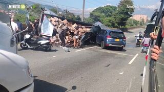 Stunning video of the exact moment of the truck collision.