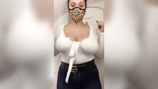 Masked hottie bounces big globes