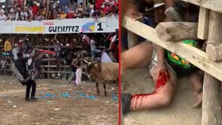 Bullfighter gets gored in his inner thigh after stabbing bull with a estocada - Colombia