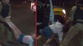 Military police officer attacks woman and drags her by her hair - Paraná, Brazil