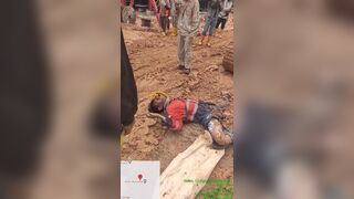 Worker in agony after getting run over by Excavator