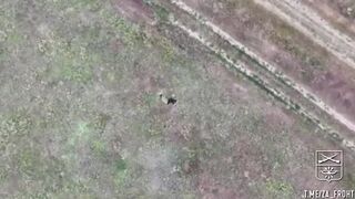 Ukrainian soldier in civilian clothes VS Russian drone.