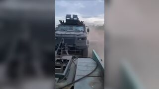 RU Forces Going Back Home With A Captured Enemy Armor.