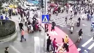 A Chinese man rammed a crowd of people in a car