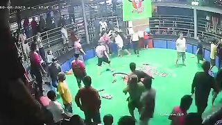 Murder in the cockfighting arena. Video. Thailand.