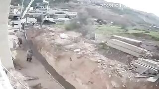 Crane fell on grandfather. Video. Israel.