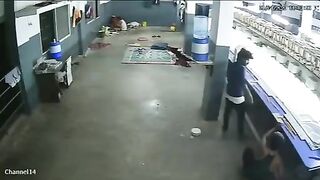 Electrical accident at work. Video. India.