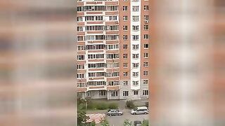 Woman fell from 4th floor. Video. Moscow. Russia.