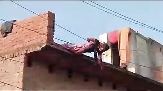 The woman fell on high-voltage wires