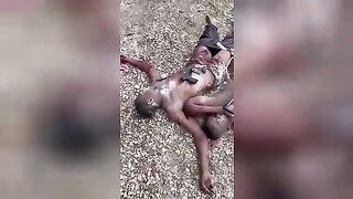 Negro corpses with guns. Video. Haiti.