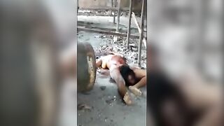 Decapitated corpse at a construction site