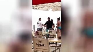 Fat woman on the beach knocked out two people